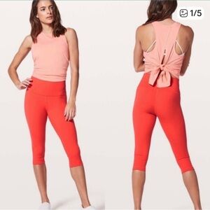 Lululemon Coral/Orange Cropped Leggings Capri 12